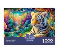 Tiger Cub Rests Among Roses in Vibrant Woods Puzzle Da 1000 Pezzi Tiger Educativo E Di Sfida Per Bambini E Adulti 52x38cm/1000pcs