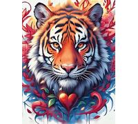 Tiger Cub with A Red Heart Puzzle 300 Pezzi Difficili Per Adulti Wildlife Pet Cute Cartone Opaco Anti Riflesso Tema Astratto Per Passatempo Impegnativo Con Poster Incluso Migliore Vendita 300 PCS