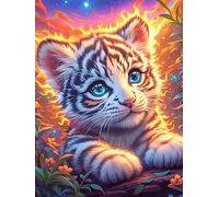 Tiger Cub with Blue Eyes in A Magical Forest Rompicapo 1000 Pezzi Michelangelo Per Adulti Wildlife Pet Cute Cartone Spesso Cappella Sistina Per Collezione Artistica Edizione Esclusiva Con Colla Inclus