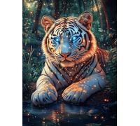 Tiger Cub with Glowing Blue Eyes Puzzle 500 Pezzi Rompicapo Rilassante Premium Scenery Science Fiction Antistress Naturale Attività Per Il Benessere Regalo Per Chi Lavora Molto 500 PCS