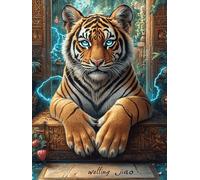 Tiger Cub with Lightning in A Magical Forest Rompicapo 300 Pezzi Per Appassionati Science Fiction Magical Dream Cartone Riciclato Ecologico Incastro Preciso Per Weekend E Vacanze Edizione Limitata Mi