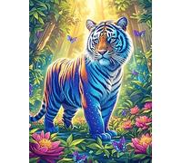 Tiger Cub with Rainbow Stripes in A Flower Garden Rompicapo 300 Pezzi Impossibile Cartone Di Alta Qualità Senza Polvere Wildlife Plant Per Sfida Tra Amici Per Serate A Tema Edizione Limitata Best Sel