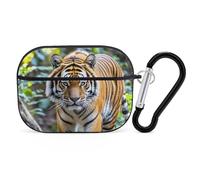 Tiger - Custodia rigida per AirPod Pro, antigraffio, in policarbonato, con portachiavi, accessorio per AirPod Pro 2°/1° custodia per donne e uomini, stile nero