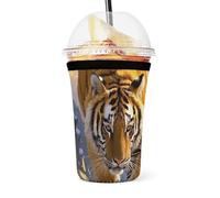 Tiger Descending Mountain - Manicotto per tazze da caffè, in neoprene elastico, per bevande calde/fredde, riutilizzabile, isolante, per casa, ufficio, viaggi, 13,5 x 6 cm