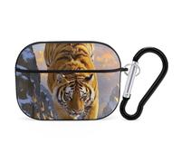 Tiger Descending The Mountain AirPod Pro, custodia rigida antigraffio in policarbonato con portachiavi, accessorio per AirPod Pro 2°/1° custodia per donne e uomini, stile nero