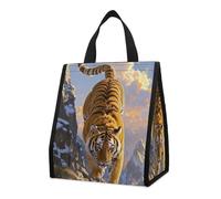 Tiger Descending The Mountain, borsa termica per il pranzo per donne e uomini, borsa della spesa riutilizzabile, grande borsa termica a tenuta stagna, pieghevole, portatile, per lavoro, campeggio