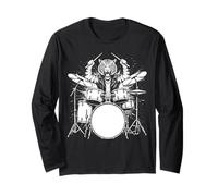 Tiger Drummer Rock Wild Animal Suonare la Batteria Maglia a Manica