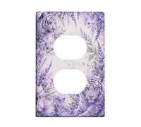 Tiger Duplex Outlet Covers Placca da parete, motivo floreale, lavanda, farfalla, primavera, viola, plastica, dimensioni standard, decorative, per soggiorno, camera da letto, casa, ufficio