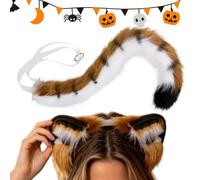 Tiger Ears Headband & Tail Set - Adjustable Plush Animal | Cosplay Props