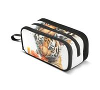 Tiger Eating A Slice of Orange - Astuccio portapenne di grande capacità, per ragazzi e ragazze, astuccio a 3 scomparti, per studenti, cancelleria, per scuola, ufficio, lavoro, Tiger Mangiare una fetta