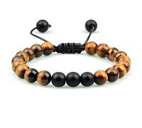 Tiger Eye Stone Coppie a distanza Braccialetti maschio Onyx Nero perle braccialetti braccialetti Donne uomini regolabili
