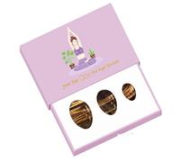 Tiger Eye Yoni Eggs Set Kegel Exercise Ben Wa Ball Drilled Jade Eggs Pietra Naturale Yoni Wand Palla Da Massaggio Non Forata,Undrill Uovo Con Scatola