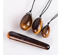 Tiger Eye Yoni Eggs Set Kegel Exercise Ben Wa Ball Drilled Jade Eggs Pietra Naturale Yoni Wand Palla Da Massaggio Non Forata,Set Forato Senza Scatola