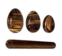 Tiger Eye Yoni Eggs Set Kegel Exercise Ben Wa Ball Drilled Jade Eggs Pietra Naturale Yoni Wand Palla Da Massaggio Non Forata,Undrill Set No Box
