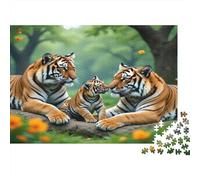 Tiger Family Scene Puzzle Classico 1000 Pezzi Per Appassionati Di Puzzle Intrattenimento Creativo Allenamento Della Concentrazione Top Valutati Allenamento Mentale Cartone Robusto 52x38cm/1000pcs