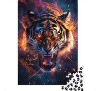 Tiger Fire Space Jigsaw Puzzle, 1000 pezzi, gioco per adulti | cartone da 52 x 38 cm, allenamento mentale, superficie liscia, appassionati di puzzle, antistress
