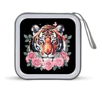 Tiger Flower Animal Print CD Case Holder Portable 40 Capacità DVD Wallet Storage Organizer per Auto Viaggi, Stile:, Taglia unica