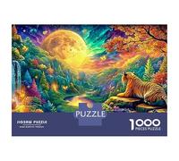 Tiger Gazing at A Giant Moon Puzzle Da 1000 Pezzi The Forest King Sfida Di Ingegno Per Adulti E Bambini 52x38cm/1000pcs
