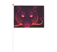 Tiger Head Art Mini bandiere, resistenti, 14 x 20 cm, piccole bandiere su bastoncini, per esterni, cortile e giardino, confezione da 6 e 10 pezzi
