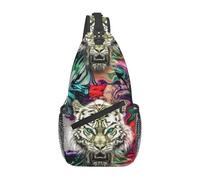 Tiger Head On An Abstract Background Borse A Tracolla Leggera Sacchetto Del Petto Versatile Zainetto Tracolla Per Uomo Lavoro Sport