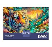 Tiger in A Colorful Flower Field Puzzle Da 1000 Pezzi The Forest King Puzzle Classici Per Tutte Le Età 52x38cm/1000pcs