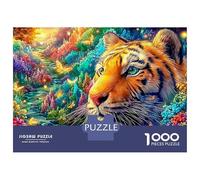 Tiger in A Vibrant Flower Path Puzzle Da 1000 Pezzi The Forest King Ideale Per Il Piacere Familiare, Adulti E Bambini 38x26cm/1000pcs