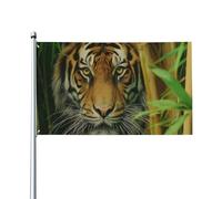 Tiger In Bamboo Woods Bandiera Durevole Bandiera Da Giardino Robuste Flag Per Balcone Portico Casa Decorazione 90X150Cm