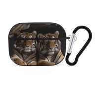 Tiger in Cave - Custodia per AirPod Pro, cover rigida antigraffio in policarbonato con portachiavi, accessorio per AirPod Pro 2°/1° custodia per donne e uomini, stile nero
