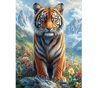 Tiger in Garden Rompicapo 300 Pezzi Per Regalo Di Battesimo Cartone Spesso Per Bambini Wild Animals Fantasy Fairy Tale Tema Baby Per Attività Educativa Con Confezione Regalo Da Passatempo 300 PCS