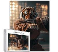 Tiger in Karate Uniform 1000 pezzi puzzle per adulti Dojo sfondo arte puzzle impegnativo giochi di attività familiari colorato fai da te puzzle per la decorazione della casa regali 50 x 68 cm