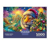 Tiger in Santa Hat at Christmas Puzzle Da 1000 Pezzi The Forest King Cartone Riciclato, Gioco Di Ingegno 38x26cm/1000pcs