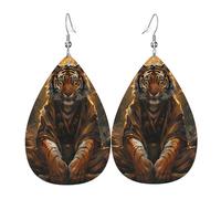 Tiger in the Fallen Leaf Forest Orecchini da donna, orecchini colorati in pelle a goccia per le donne alla moda, orecchini a goccia gioielli