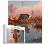 Tiger in the Field - Puzzle da 1000 pezzi per adulti, Halloween, fantasy, arte, puzzle colorati fai da te, per la decorazione della casa, regali, puzzle per famiglia, perfetto per serate di gioco, 50