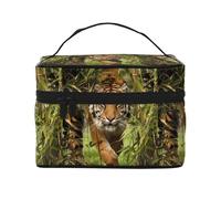 Tiger in The Jungle - Borsa cosmetica portatile impermeabile di grande capacità, 23 x 17 x 16 cm, per viaggi, sport all'aria aperta, regalo per matrimoni, Nero , Taglia unica