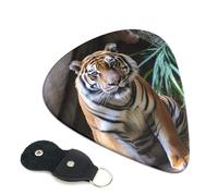 Tiger In The Zoo - Confezione da 6 plettri per chitarra con supporto, plettri per chitarra personalizzati, antiscivolo, portatili, per ukulele, basso, 0,71 mm, per amanti della chitarra acustica