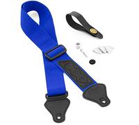 Tiger kit tracolla ukulele blu con plettri e accessori | Include tracolla, laccetto, bottone terminale e 3 plettri in feltro, per ukulele soprano, concerto e tenore.