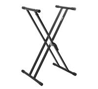 TIGER KYS14-BK Supporto per tastiere con doppio telaio a X - colore nero | KYS14-BK - Supporto stabile in acciaio con blocco dentato, adatto per seduti e in piedi, ideale per tastiere, DJ e controller