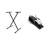 TIGER KYS77-BK supporto per tastiera con telaio a X, pieghevole regolabile in altezza - colore nero & M-Audio SP-2 - Pedale di Sustain Universale per Tastiera Elettronica, Pianola