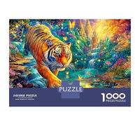 Tiger Leaping over A Forest River Puzzle Da 1000 Pezzi The Forest King Ideale Per I Regali Di Compleanno E Di Natale 52x38cm/1000pcs