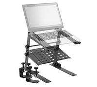 TIGER LEC18-BK Supporto per laptop/supporto per DJ con mensola e morsetti da tavolo