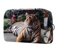 Tiger Lie on Park Trousse per cosmetici da donna, borsa da viaggio per articoli da toeletta grande, pratica borsa organizer con cerniera, Multi, 18.5x7.5x13cm/7.3x3x5.1in, Beauty case
