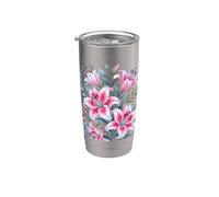 Tiger Lilies Blue White Pink Summer Spring Flowers Lily Buds Bicchiere termico in acciaio inox doppia parete