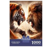 Tiger Lion Roar 1000 Pezzi Bundle Puzzle Primal Beast Duel Puzzle Per Adulti Cartone Extra Spesso - Anti-stress E Viaggio, Regalo Di Natale Per Adulti E Bambini over 12 Anni 38x26cm/1000pcs