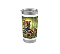 Tiger Madre con due cuccioli, Gatti della giungla Bicchiere termico in acciaio inox doppia parete