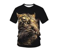 Tiger, maglietta estiva a maniche corte, da uomo, con animali, Tigre 2, L