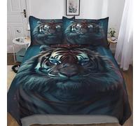 Tiger Microfibra Copripiumino Lenzuola Letto Motivo Per Bambini Adulto Set Biancheria,Matrimoniale Con 3 Pezzi tigre con corona Copripiumino,Anti-acaro Facile Da Curare King(220x240cm)