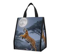 Tiger Moon - Borsa termica per il pranzo, per donne e uomini, riutilizzabile, grande, a prova di perdite, pieghevole, portatile, per lavoro, campeggio, picnic