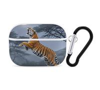 Tiger Moon Custodia per AirPod Pro, cover rigida antigraffio in policarbonato con portachiavi, accessorio per AirPod Pro 2°/1° custodia per donne e uomini, stile bianco