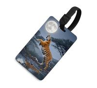 Tiger Moon - Etichette per bagagli con carta d'identità, resistenti etichette per borse da viaggio, impermeabili, per valigie, zaini e custodie da viaggio, stile nero