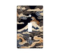 Tiger Mountain - Copertura per interruttore della luce, blu navy, arte asiatica per decorazioni domestiche, piastre da parete in materiale termoplastico, dimensioni standard a levetta singola